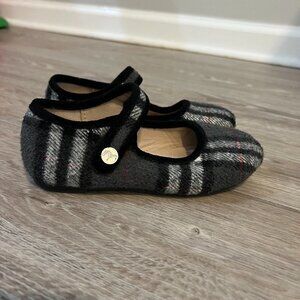 ZEEBRA Kids Gray Plaid Girls Mary Jane Wool Shoes Dress Formal Party
